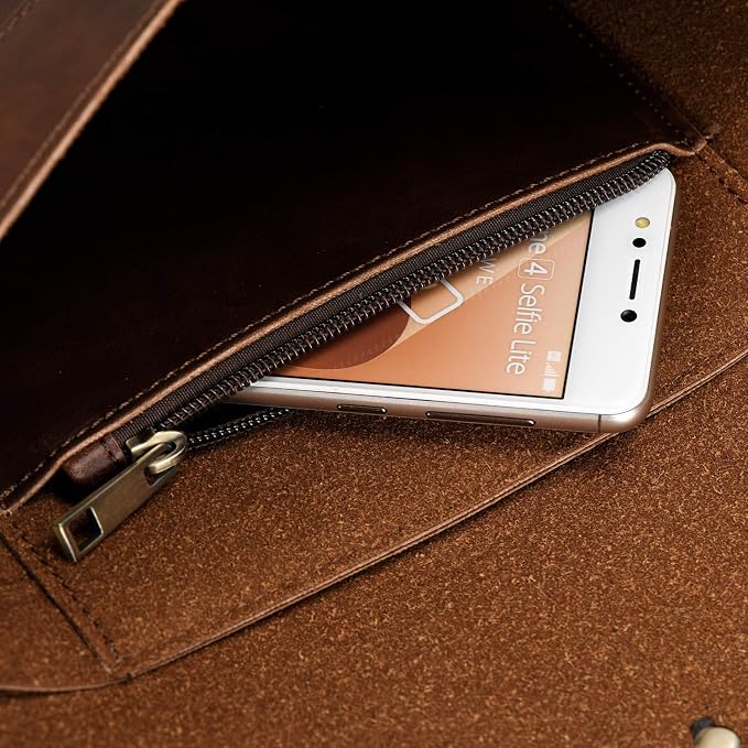 Vintage pu Leather 13.5" Certificate File Sleeve Case Business Manila Clutch Envelope Bag Office Documents Folder (Coffee)