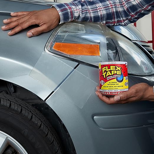 Flex Tape, Original Thick Flexible Rubberized Waterproof Tape - Seal and Patch Leaks, Works Underwater, Indoor Outdoor - Home RV Roof Plumbing and Pool Repairs, Clear, 4 in x 5 ft, Pack of 1