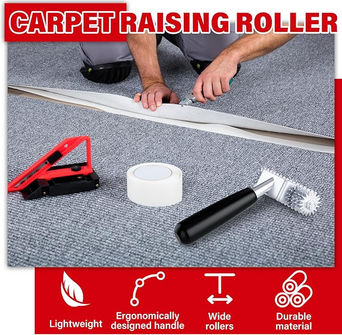 WILLBOND Carpet Seam Roller Grooming Carpet Pile Roller Seaming Spiked Star Rugs Wheel for Seamless Installation of Mats in Hotels, Homes, Conference Rooms
