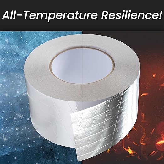 3" Inch x 164 Ft / 55 Yards Long Aluminum Foil Tape with Mesh - Strong Metal Insulation Adhesive Heavy Duty Ductwork Tape - Waterproof, High and Low Temperature HVAC, Vent Hose, Dryer Leak Repair Tape