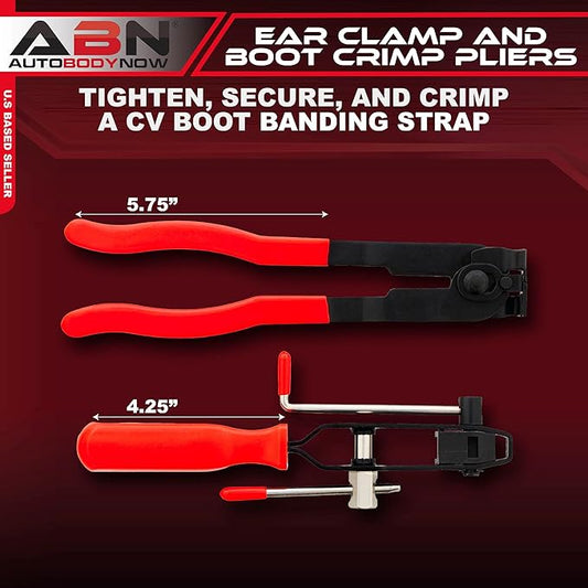 ABN CV Joint Ear Clamp Banding Tool & Boot Crimp Pliers 2-Piece Kit 10mm Fuel, Cooling System, Vacuum Hose Clamping Set