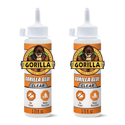 Gorilla Clear Glue, 5.75 Ounce Bottle (Pack of 2) - Crystal Clear, All Purpose, and Water Resistant