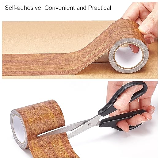 GORGECRAFT 2.2 Inch x 15Ft Wood Grain Repair Tape Textured Adhesive Repair Tape Self Adhesive Patch Realistic High-Adhesive Simulation for Desk Chair Door Floor Furniture(Peru)