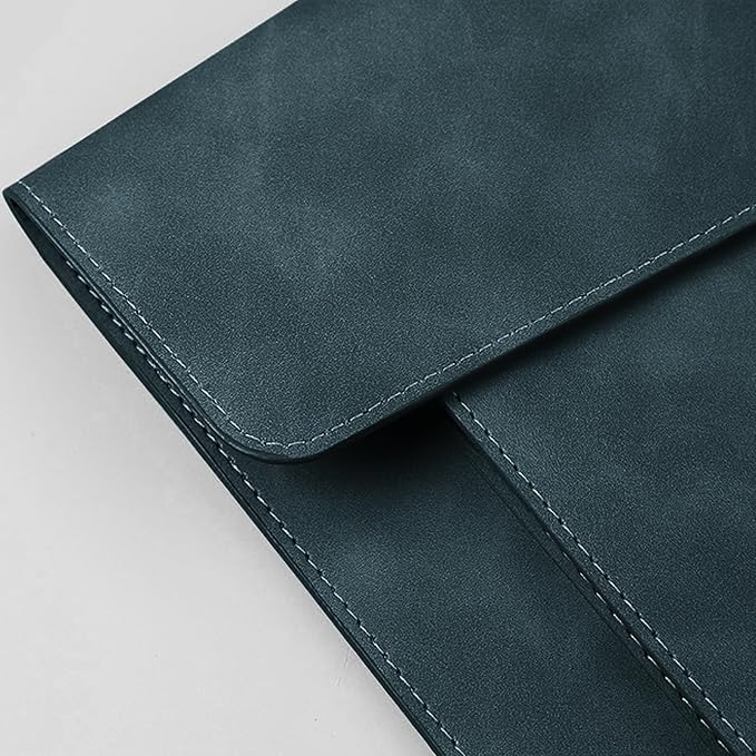 PU Leather A4 File Folder Document Holder with 2 Compartments Envelope Folder Case with Snap Closure for Receipt Contract (Green)