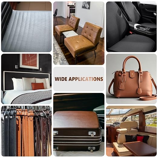 Leather Repair Patch, Breathable Perforated Self Adhesive Repair Patch, Furniture Couch Car Seats Office Chairs Sofa Repair Refurbished Faux Leather Patch (Light Brown,15.7x39.3 inch)