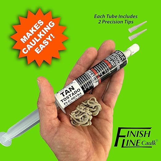 – Acrylic Urethane Elastomeric Sealant – Pre-Filled Precision Caulk Gun – Tan – 1 oz Tube – Flexible & Durable Sealant for Trim, Baseboards, and Small Cracks
