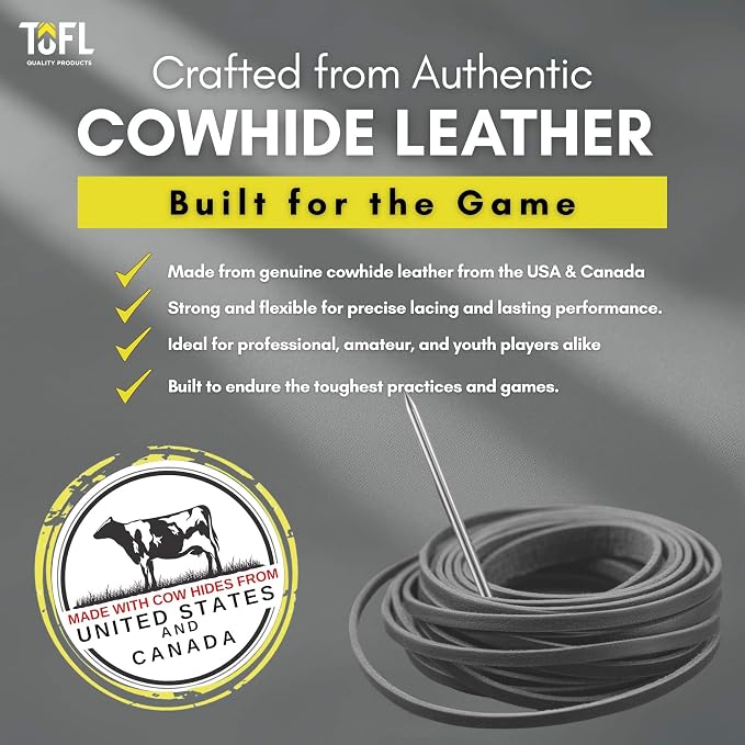 TOFL Softball and Baseball Glove Lace Kit | Mitt Lace Glove Repair Lacing Kit | 2 Leather Laces with Lacing Needle for Catchers Glove