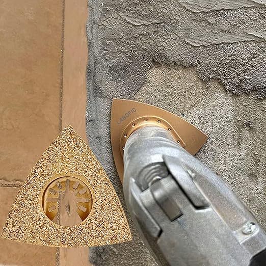 6Pcs Universal Carbide Oscillating Tool Blades, Triangular and Finger Carbide Grit Rasp Blades for Sanding Grinding Rasping Tile Grout Mortar Concrete Masonry