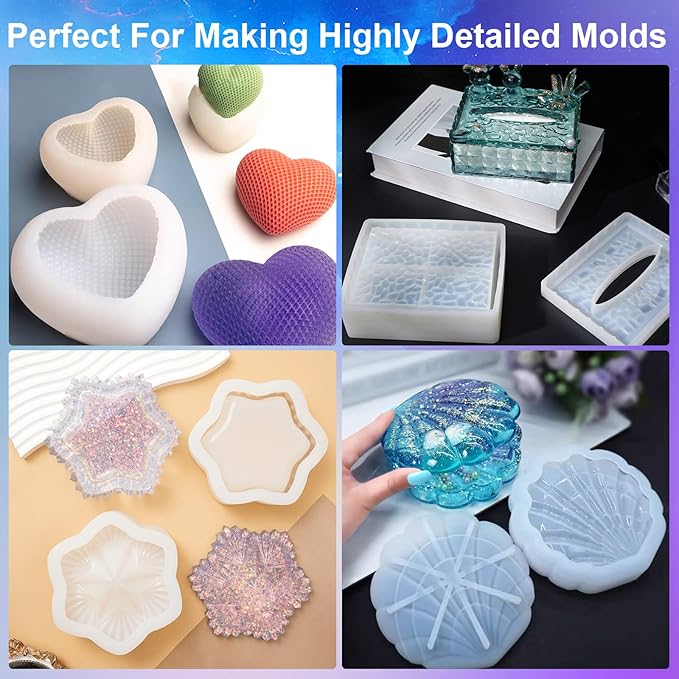 CHANGTIKEJI Silicone Mold Making Kit 84oz 10A Elastic Liquid Silica Gel,Translucent Fast Cure Platinum Silicone Rubber for Silicone Molds,3D Molds,Resin Molds