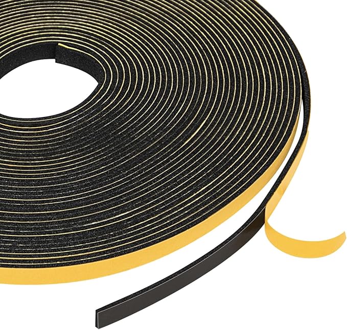 Yotache Weather Stripping (.25) 1/4 Inch Wide X 1/16 Inch Thick, Thin Foam Seal Gasket Tape for Speaker, Window, Dashboard, Sliding Door Jamb, 33 Ft Length