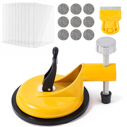 Floor Gap Fixer Tool Heavy Duty - Suction Cup Tile Wood Floor Repair Tool with PVC Adhesive Sheets Felt Pads and Scraper, Noise Reducing Gap Opener for Home