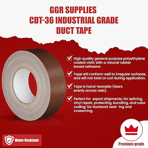 GGR Supplies T.R.U. CDT-36 Industrial Grade Duct Tape. Waterproof and UV Resistant. Multiple Colors Available. 60 Yards. (Tan- Beige, 2.5 in.)