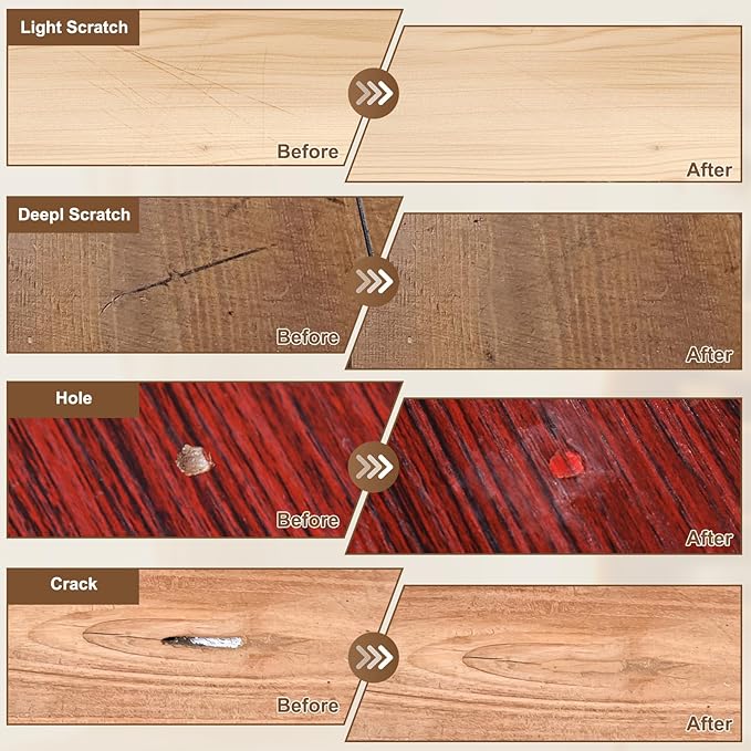 Laminate Wood Floor Repair Kit, Wax Melting Tool with Display, Hard Wax Filler, Marker Pen, for Floor, Furniture, Countertop & Tile Repair, Blue