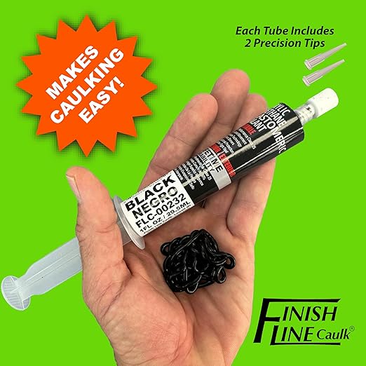 – Acrylic Urethane Elastomeric Sealant – Pre-Filled Precision Caulk Gun – Black – 1 oz Tube – Flexible & Durable Sealant for Trim, Baseboards, and Small Cracks *Dries Gloss Black