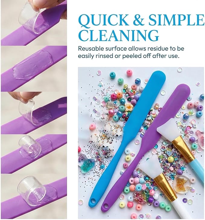 8 Pcs Silicone Stir Sticks for Resin, Paint Stir Sticks, Epoxy Brushes for Crafts, Reusable Mixing Spoons, Scraper Tools for Liquid Paint, Assorted Colors