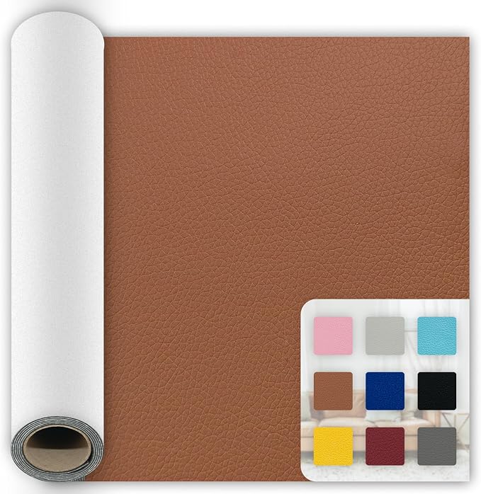 1Pcs Leather Repair Patch, Chestnut Self Adhesive Leather Repair Patch Kit 15.7x59 Inch, Large Vinyl Leather Repair Tape for Furniture, Car Seat, Couch, Sofa, Chair, Boat Seat