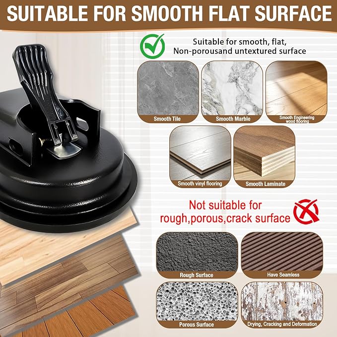 Heavy Duty Floor Gap Fixer Tool with Wooden Handle Rubber Hammer, Floor Gap Fixer Tool, Floor Suction Cup Tool - Enhanced Vacuum Suction Cup for Laminate, Vinyl, Wood Floor Repairs