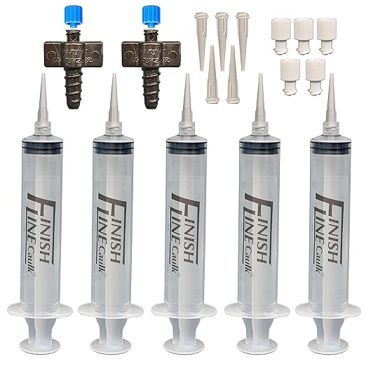 Precision Caulking Tool Pro Pack – Refillable Caulking Syringe Applicator Kit with Micro-Fine Replaceable Tips for Baseboards, Trim, Small Cracks & Detail Sealing