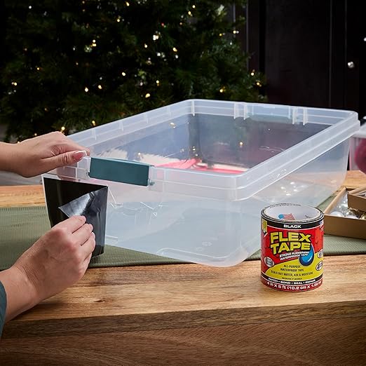 Flex Tape, Original Thick Flexible Rubberized Waterproof Tape - Seal and Patch Leaks, Works Underwater, Indoor Outdoor - Home RV Roof Plumbing and Pool Repairs, Black, 4 in x 5 ft, Pack of 2