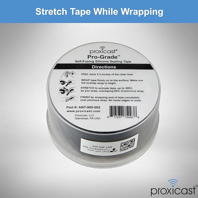 Proxicast Pro-Grade Extra Strong 30mil Weatherproof Self-Fusing Silicone Rubber Sealing Tape for Outdoor Antenna Coax & Electrical Cables, Hose/Pipe Leaks & Emergency Repairs (1.5" x 15' roll) - Blue
