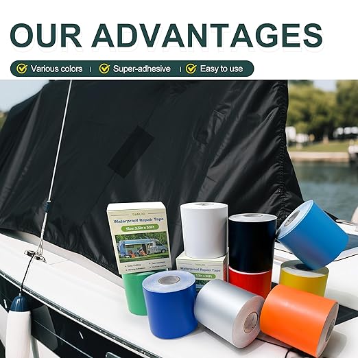 TIANLDD Waterproof Repair Tape for Fabric,RV Awning,Boat Covers,Tents,Tarp,Heavy Duty Outdoor Repair Patch - 3.3IN x 30FT（Transparent）