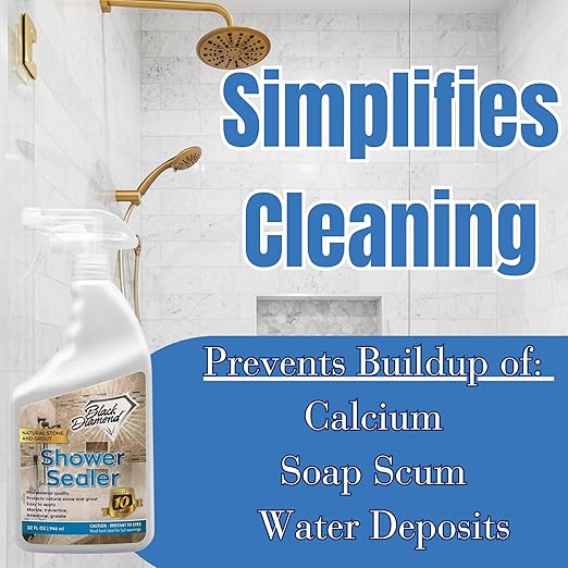 Natural Stone Shower Sealer Quart + Ultimate Grout Cleaner with Brush Quart (2-Pack) – Seals & Protects Showers, Deep Cleans Tile & Grout
