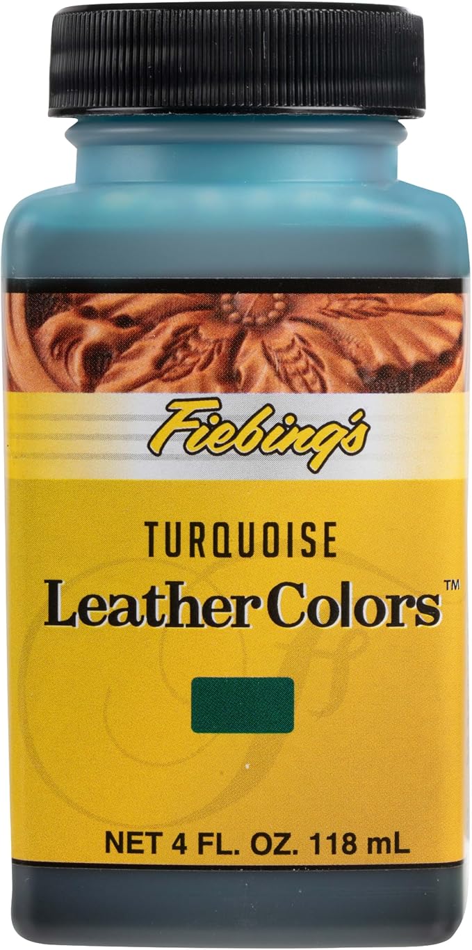 Fiebing's LeatherColors (4 Fl Oz, Turquoise) - Leather Dye for Natural Leather - Water-Based, Non-Flammable Formula - Permanent & Penetrating Color for Shoes, Boots, Furniture - Safe for Institutions