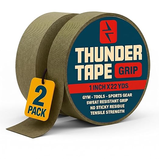 Thunder Tape Tactical Grip Tape – 2 Roll Pack ODG (Green) – Gun Grip Tape for Rifle, Firearm, Knife Handle, Magazine, Tool, Bow, Camping Gear – 1” x 66 Ft – Non-Reflective, Weather-Resistant