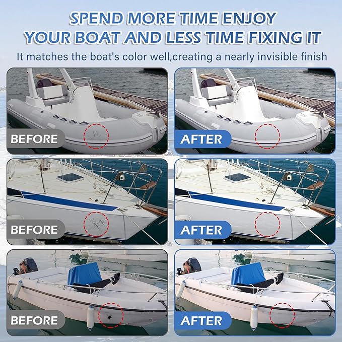 Marine Fiberglass Repair Kit for Boats, 200g/7.06oz Gel Coat Kepair kit for Boats, Epoxy Filler for Repairs Cracks, Scratches, Debris, Holes, Gaps, Suitable for Fiberglass, Acrylic, Porcelain