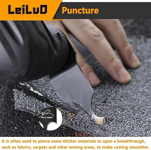 LEILUO 6 Pcs Oscillating Multi Tool Hook Knife Blade for Carpet Roof Shingles Soft Materials Universal Oscillating Tool Accessory with Storage Bag Compatible with DeWalt Dremel Milwaukee and More