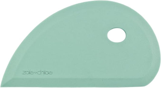 Zoie + Chloe Multipurpose Silicone Bowl Scraper - Dough Scraper for Cleaning Mixing Bowls, Baking Pan - Silicone Scraper Spatula For Painting, Smoothing, Frosting, Cake Decorating - Blue, 7x3.75"