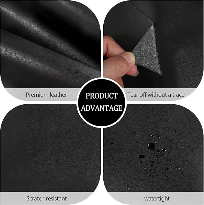 CHEIGHY Leather Repair Kit Self Adhesive Leather Repair Patch for Furniture 15.7X79 inch Vinyl Repair Kit for Couches Car Seats Sofa Office Chair Belt Jackets (Black)