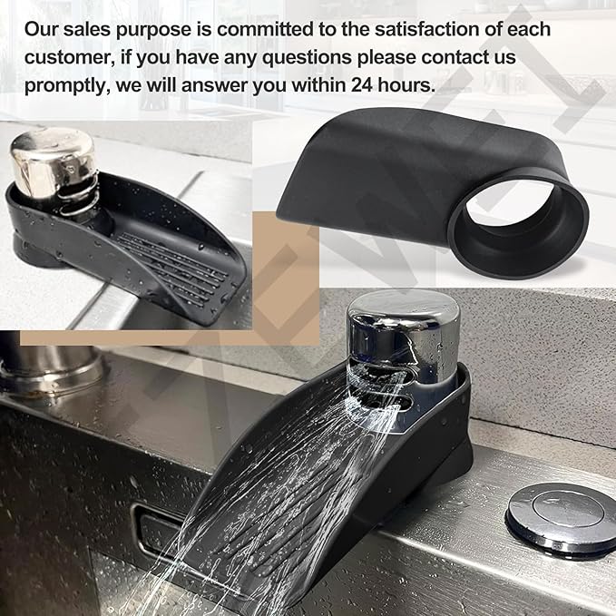 Black Dishwasher Air Gap Cover Water Ramp Silicone Splash Guard, Universal Accessory for Dishwasher Air Gap, 4° Overflow Spout Extender for Dishwasher - Drain Water Efficiently
