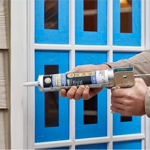 GE Supreme Paintable Silicone Caulk for Window & Door, White, 9.5 fl oz Cartridge, 1 Pack - 100% Waterproof Silicone Sealant, 7X Stronger Adhesion, Freeze & Sun Proof