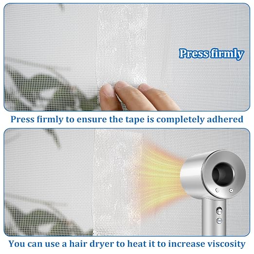 White Window Screen Repair Tape 2" x 35 FT Fiberglass Adhesive | Strong adhesive fiberglass screen repair tape; fixes holes & tears cut&stick indoor/outdoor window door use