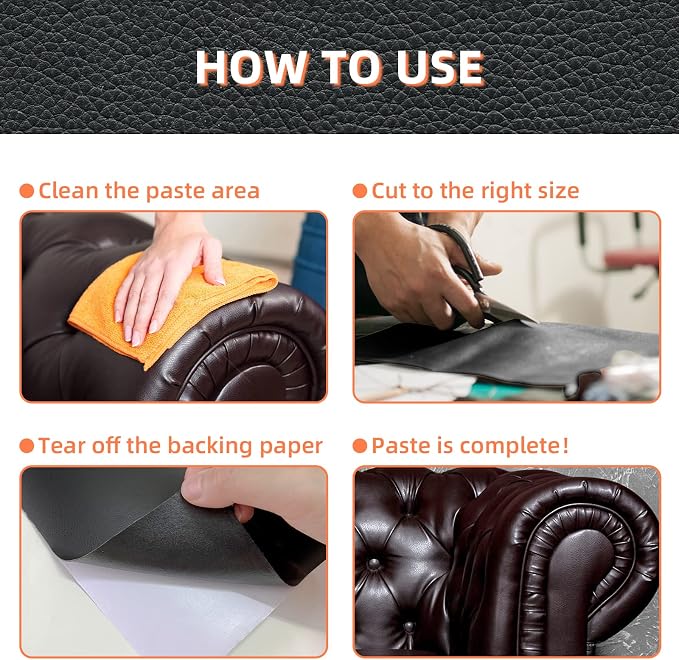 DXBULL Large Leather Repair Patch 35.4x78.7 inch Repair Tape Self-Adhesive for Furniture Sofas Car Seats Chair Couches Handbags Jackets Decorative Home Hotel Wall (Dark Coffee)