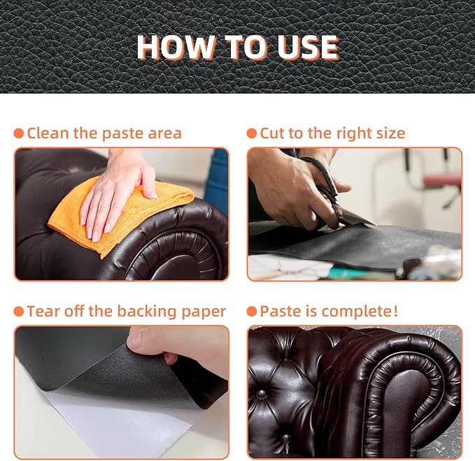 DXBULL Large Leather Repair Patch 17.3x78.7 inch Repair Tape Self-Adhesive for Furniture Sofas Car Seats Chair Couches Handbags Jackets Decorative Home Hotel Wall (Light Brown)