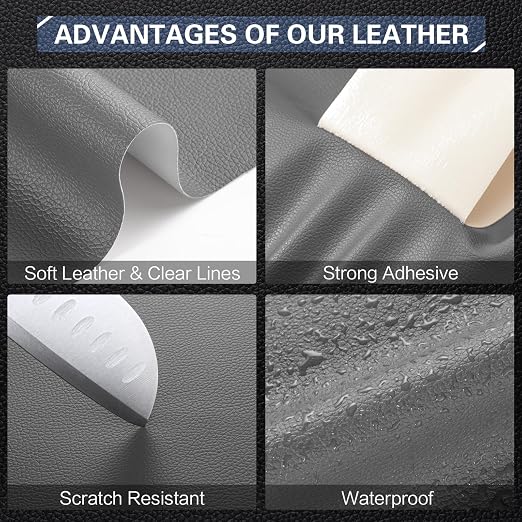 Leather Repair Kit for Furniture 16"x 31.5" Leather Tape Repair Patch Self Adhesive Sofa Vinyl Repair Patch Kit for Car Seat,Couch,Boat Seat,Chair - Dark Gray