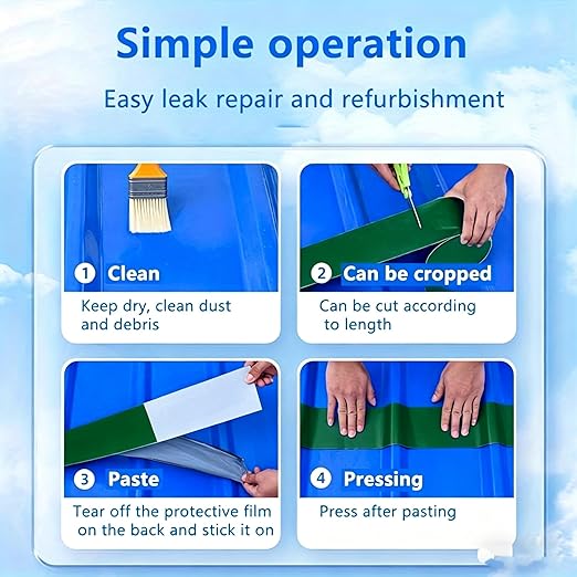 Waterproof Sealant Tape Self Adhesive Rubberized Asphalt Tape for RV Roof Metal Roof Corrugated Roof Leak Repair UV Resistant Heavy Duty Waterproofing Membrane (Green, 196.85 Inches X 11.81 Inches)