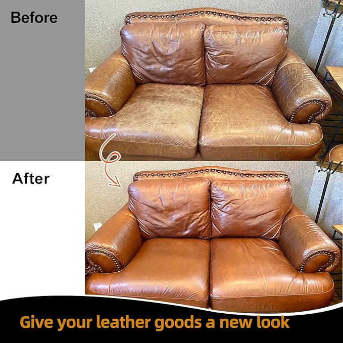 Leather Recoloring Balm, Leather Color Restorer, Leather Restorer for Couches, Leather Scratch Remover, Leather Scratch Repair, Leather Repair Kit for Furniture, Leather Dye (Black)