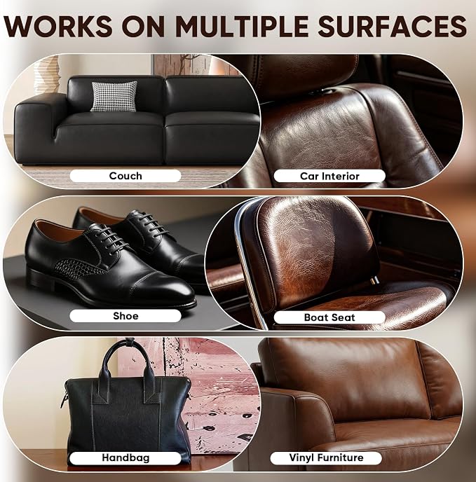 Leather & Vinyl Repair Kit, DIY Color Repair for Cracks,Scratches, Brown | Blendable Colors; Flexible Formula; Strong Adhesion; Smooth Finish; Fast Drying; Long-Lasting Repair