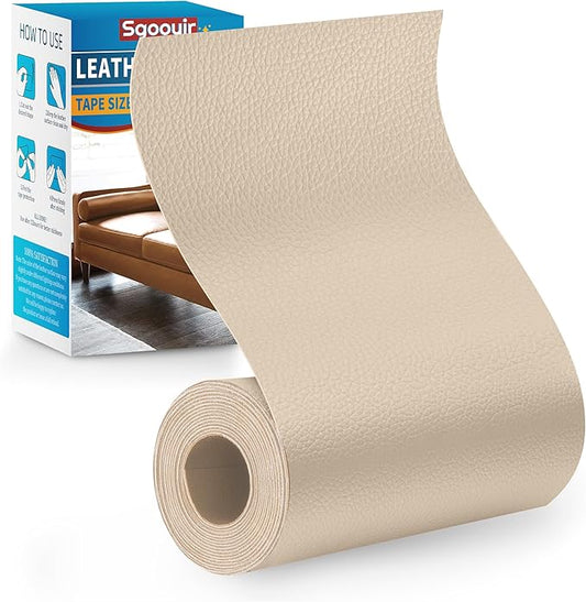 Leather Repair Patch Tape Kit, 3" x 80" Self Adhesive Leather Repair Patch for Furniture, Vinyl Kit for Car Seat, Chairs, Couch, Sofa, Boat Light Beige