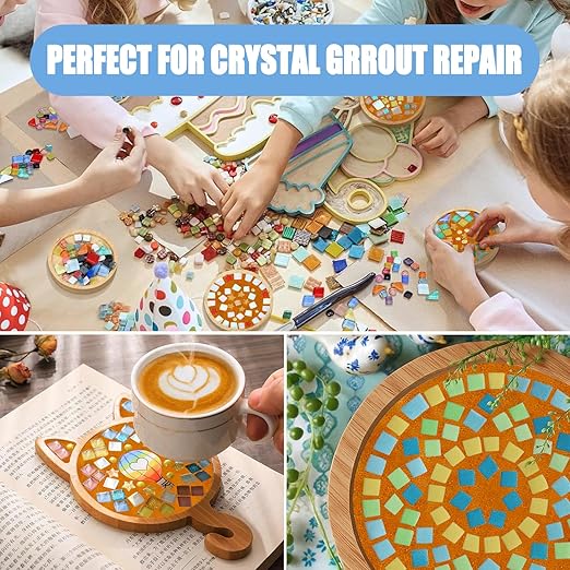 Mosaic Crystal Grout, Mosaics Tile Tools, Mosaic Tile Accessories – Essential for Handmade Grouting and Perfect for DIY Craft Projects (Orange, 4.5oz)