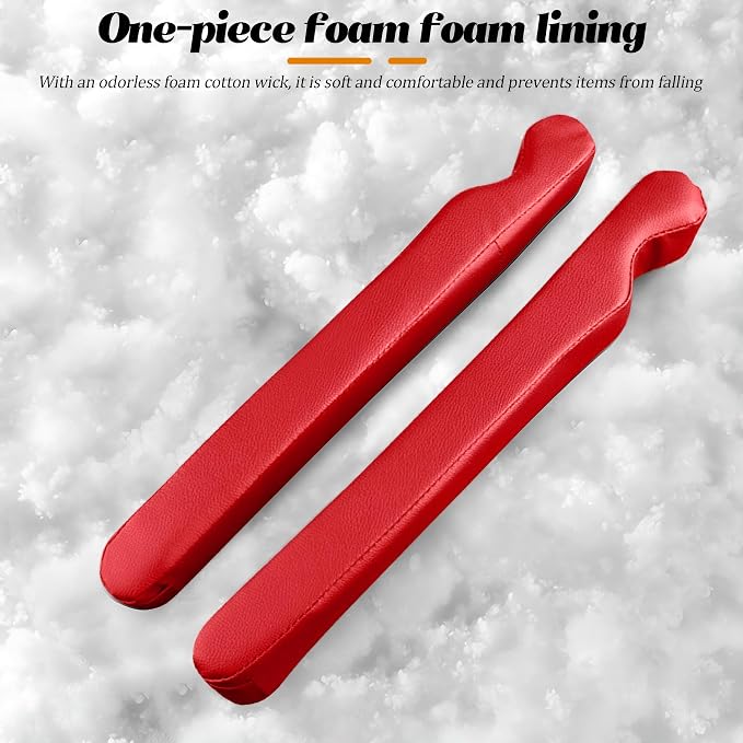 Car Seat Gap Filler, 2PCS Soft Foam Leather Vehicle Seat Crevice Blocker Stop Things from Dropping, Automotive No Drop Plug Guard Gap Stopper, Universal for Truck SUV RV (Red)