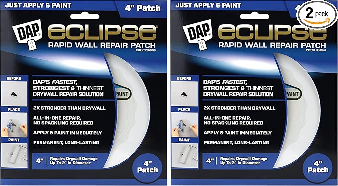DAP 7079809163 Repair Eclipse Wall Patch, 4 Inch, Clear,White (Pack of 2)