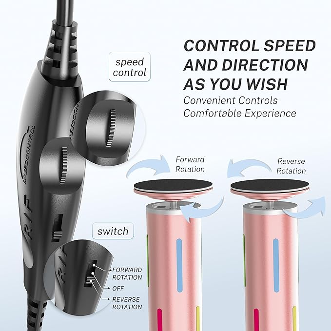 Electric Foot Callus Remover, Painless 2-in-1 Electric Foot Filer - 80 Discs, Adjustable Speed, Professional Pedicure Tool for Dry Cracked Heels, Home Spa & Salon (Pink Gold)