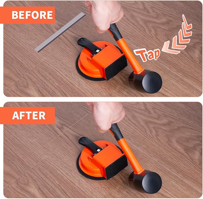Floor Gap Fixer Tool Kit With Rubber Mallet & Cleaning Scraper,Enhanced Suction Cup Floor Suction Cup Tool, Laminate FloorGap RepairTool for Laminate, Wood, Tile & Vinyl Flooring