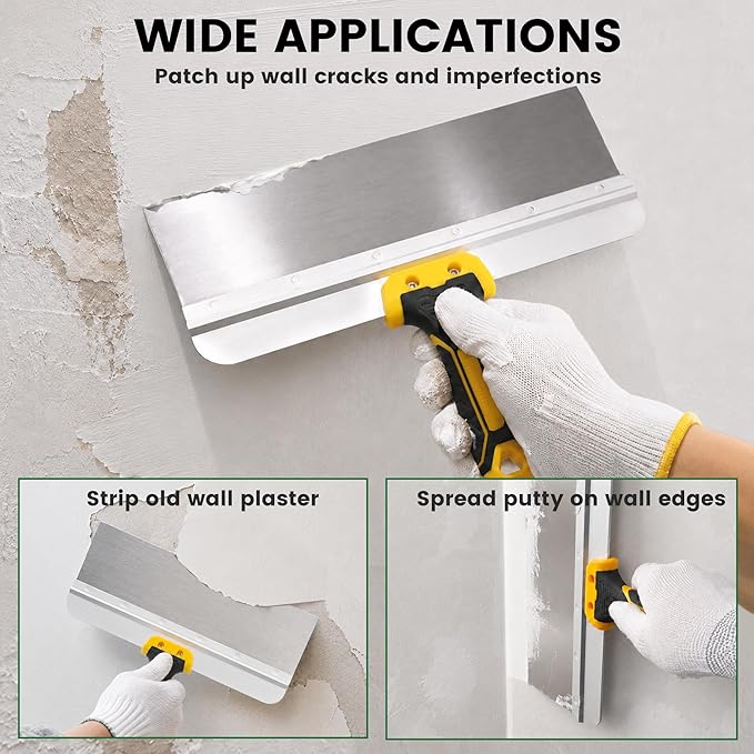 VOOMEY 12in Drywall Taping Knife,Stainless Steel Paint Scraper,Drywall Skimming Blade,Plastering Spatula Tools,Ergonomic Handle for Joint Taping Skimming and Smoothing Walls and Ceilings
