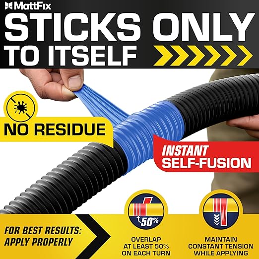 Self Fusing Silicone Tape – 1" x 10' – Waterproof Tape for Emergency Repairs – Weatherproof, Heat and Chemical-resistant – For Plumbing, Pipes and Hoses repairs, Automotive, Electrical & Outdoor Use