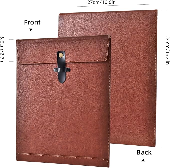 Green PU Leather File Folder, Snap Closure File Organizer, Important Document Folder, Document Organizer, Laptop Sleeve Notebook Case, Leather Folder A4 Envelopes Filing Folder